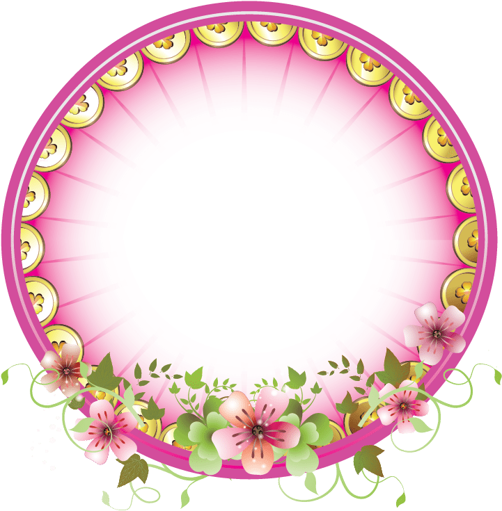 Pink Round Frame Png Image (black, white)