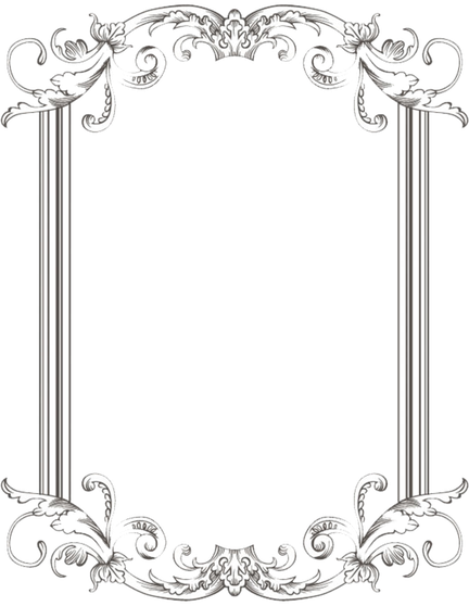 Vintage Border Frame Png Image (black, gray, silver, lavender)