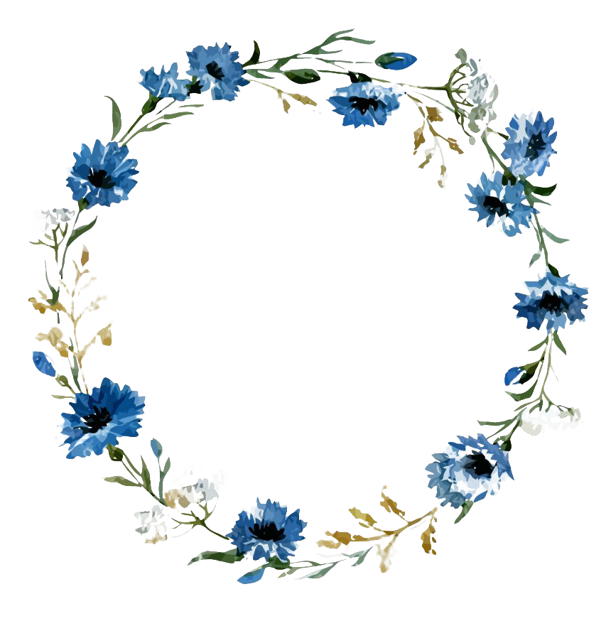 Vintage Floral Blue Frame Png Free Download (black, white)