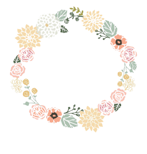 Vintage Round Floral Frame Png Clipart (beige, black)