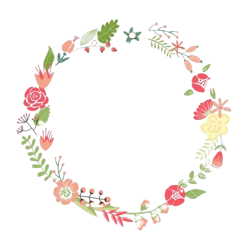 Vintage Round Floral Frame Transparent Background (white)