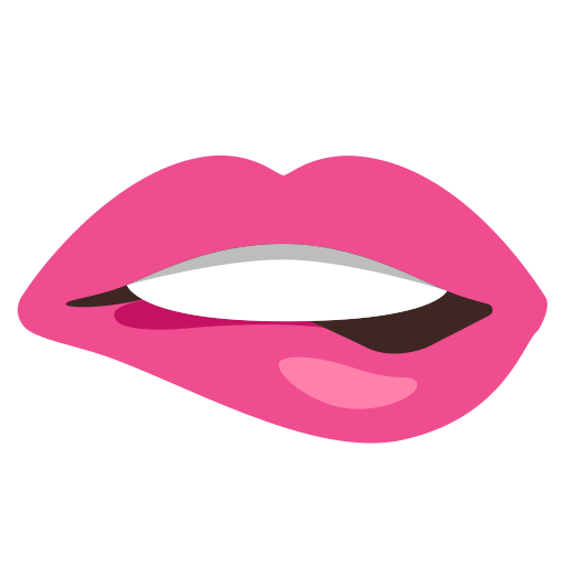 Lip Bite Emoji Png Cutout (black, salmon, white)