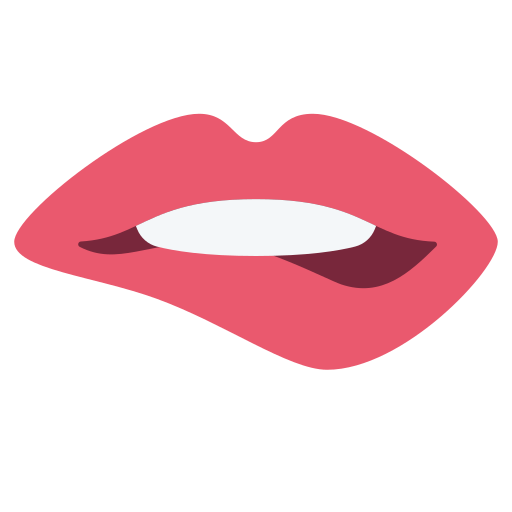 Lip Bite Emoji Png Pic (black, salmon, maroon, white)