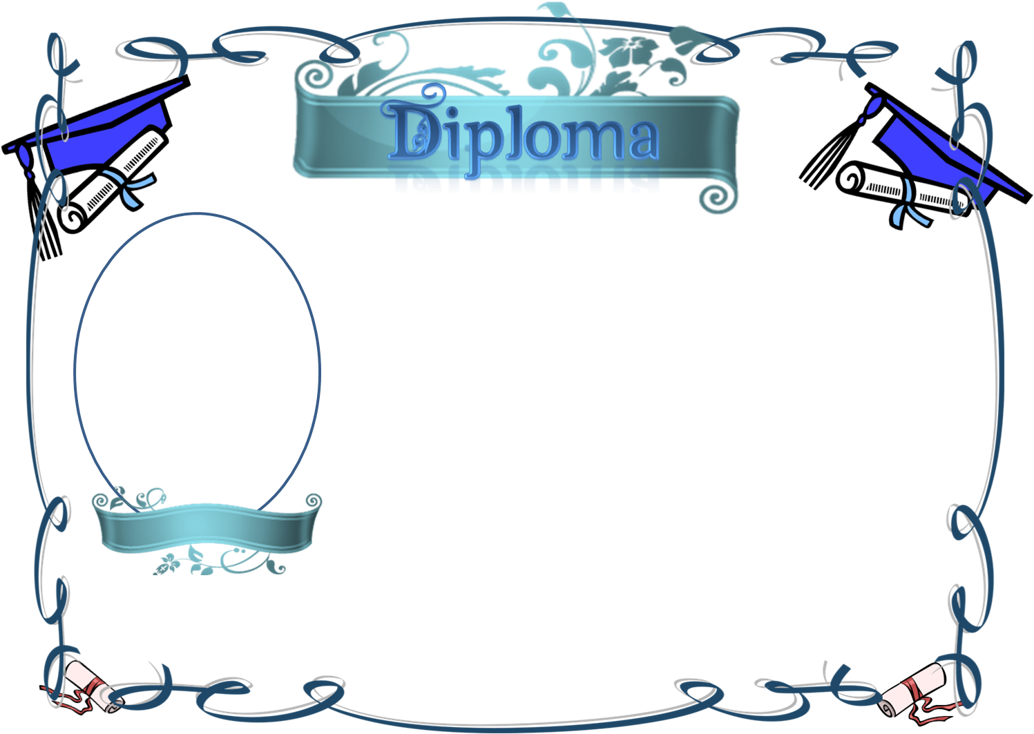 Diploma Certificate Png Photo (black, blue, white)