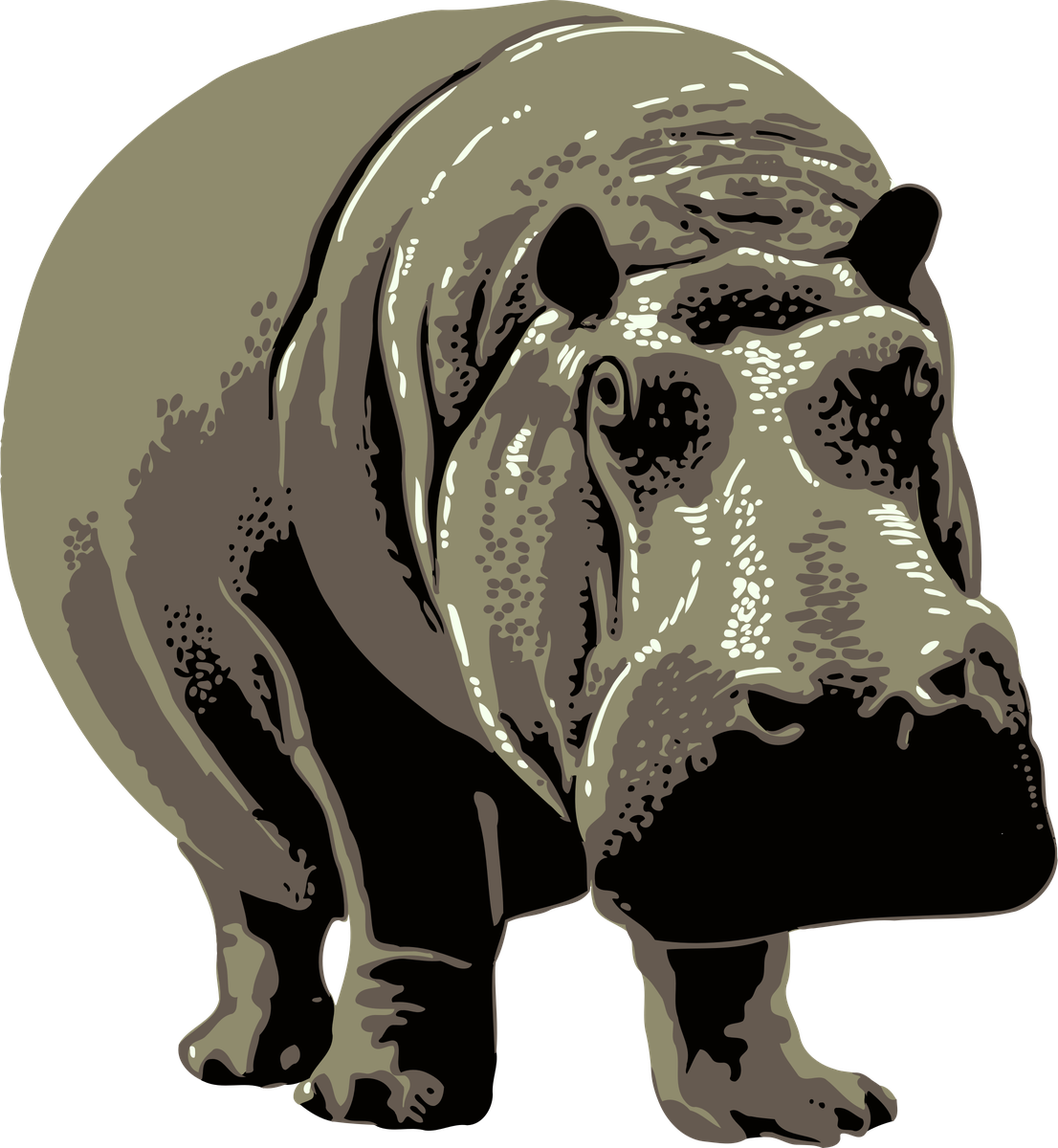 Hippo Png File (black, gray)