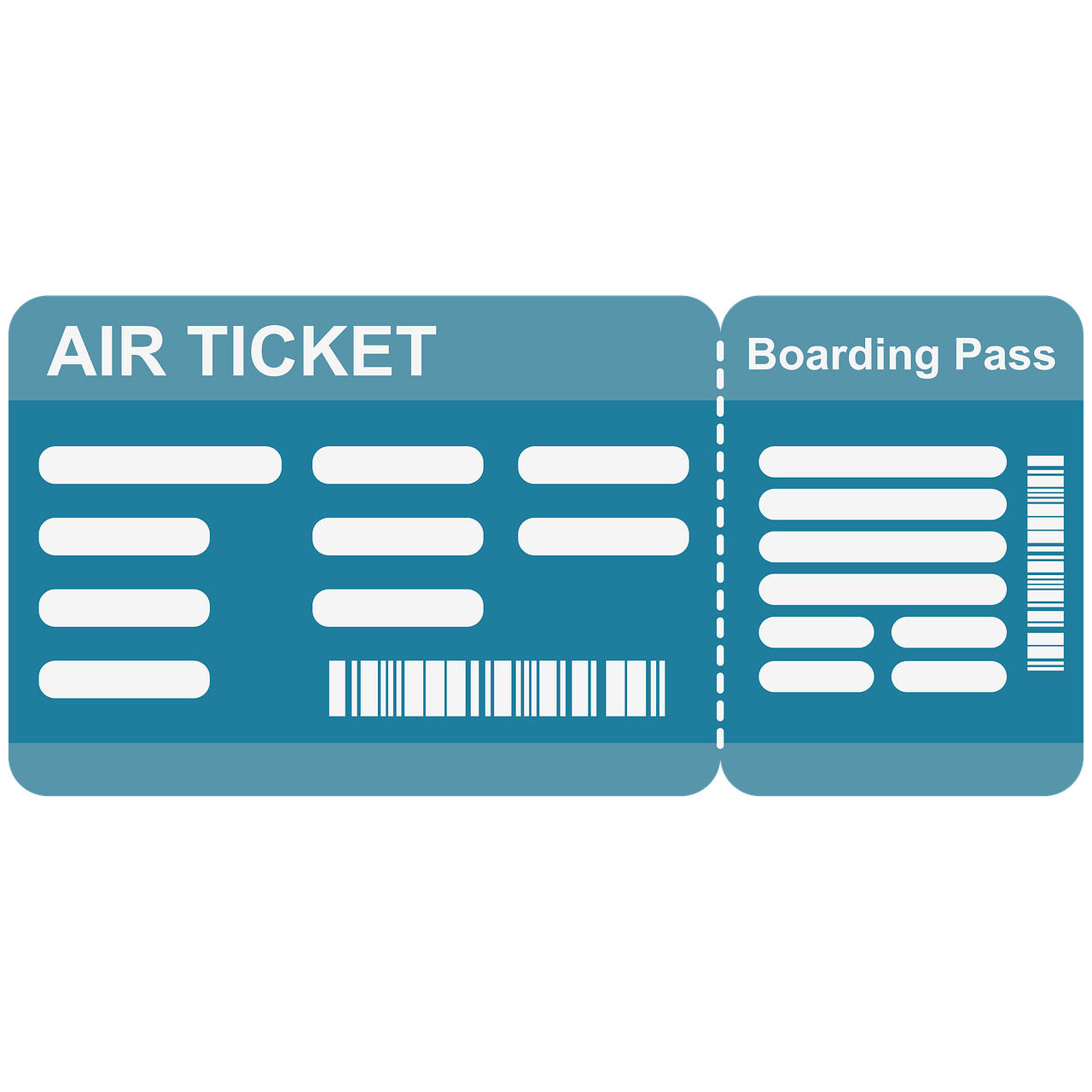 Air Ticket Png Photo (white, black, gray, teal)