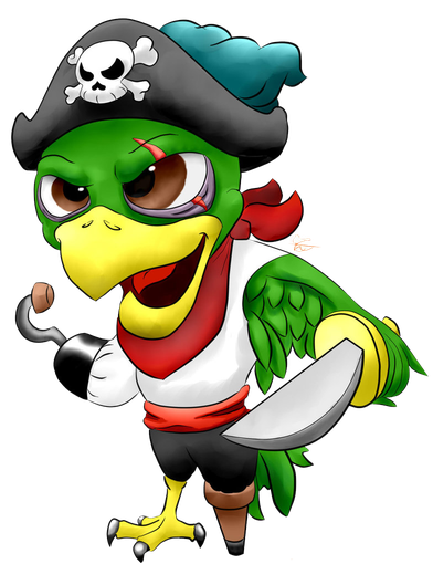 Pirate Parrot Png Image (lavender, black, white, gray)