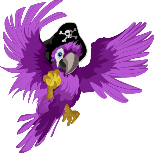 Pirate Parrot Transparent Png (purple, black, indigo, violet)