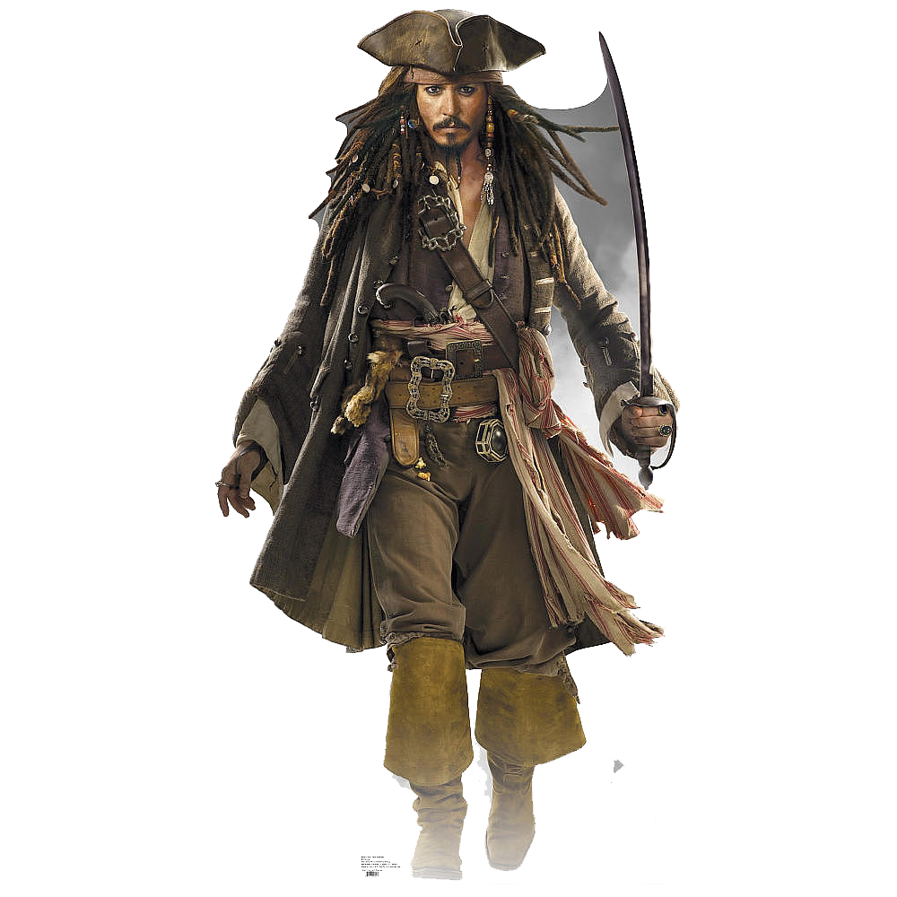 Pirates Of The Caribbean Jack Sparrow Png Pic (black, gray, white)