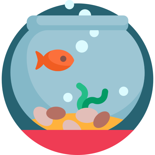 Circle Fish Tank Vector Png (pink, salmon, teal, black, silver)