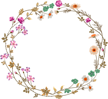 Circle Floral Border Frame Png File (black)