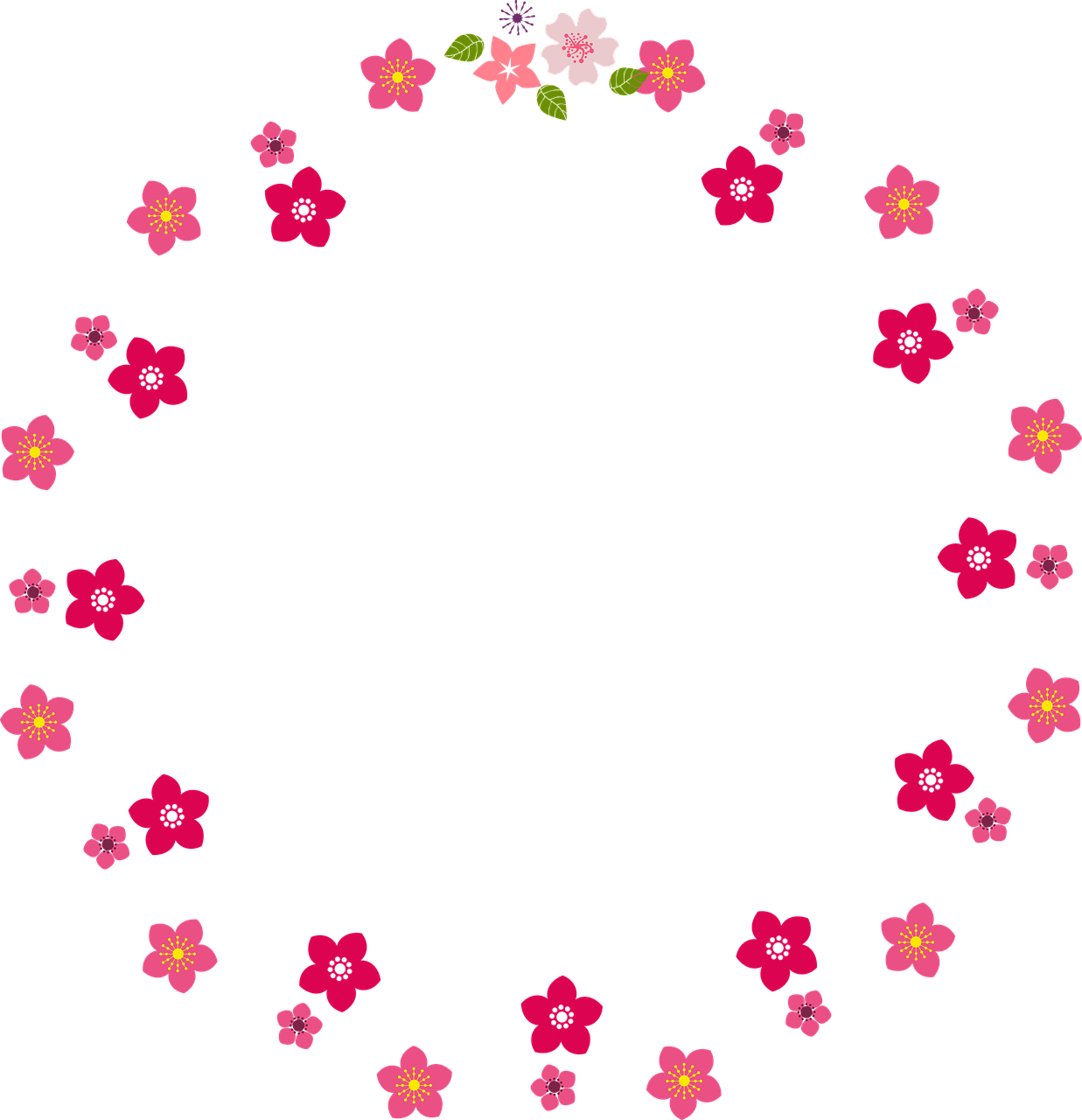 Circle Floral Border Frame Png Image (black, red)