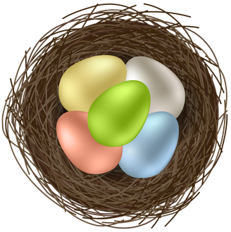 Bird Nest Colorful Eggs Png (olive, black, salmon)