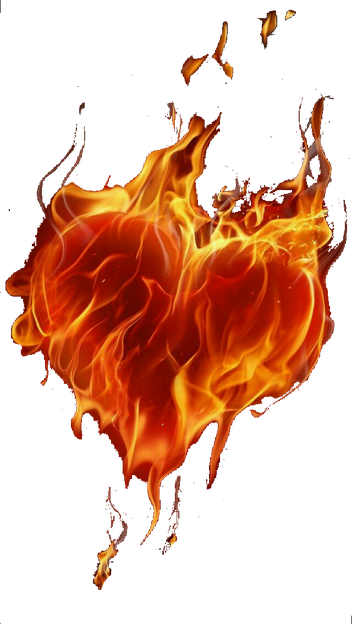 Fire Heart Flame Abstract Transparent Png (black)