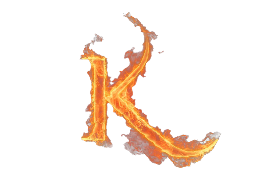 Fire K Letter Png Image (beige, white)