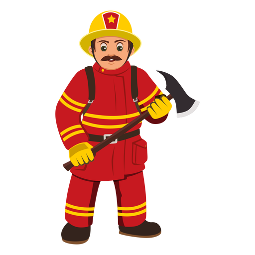 Firefighter Fireman No Background (black, red)