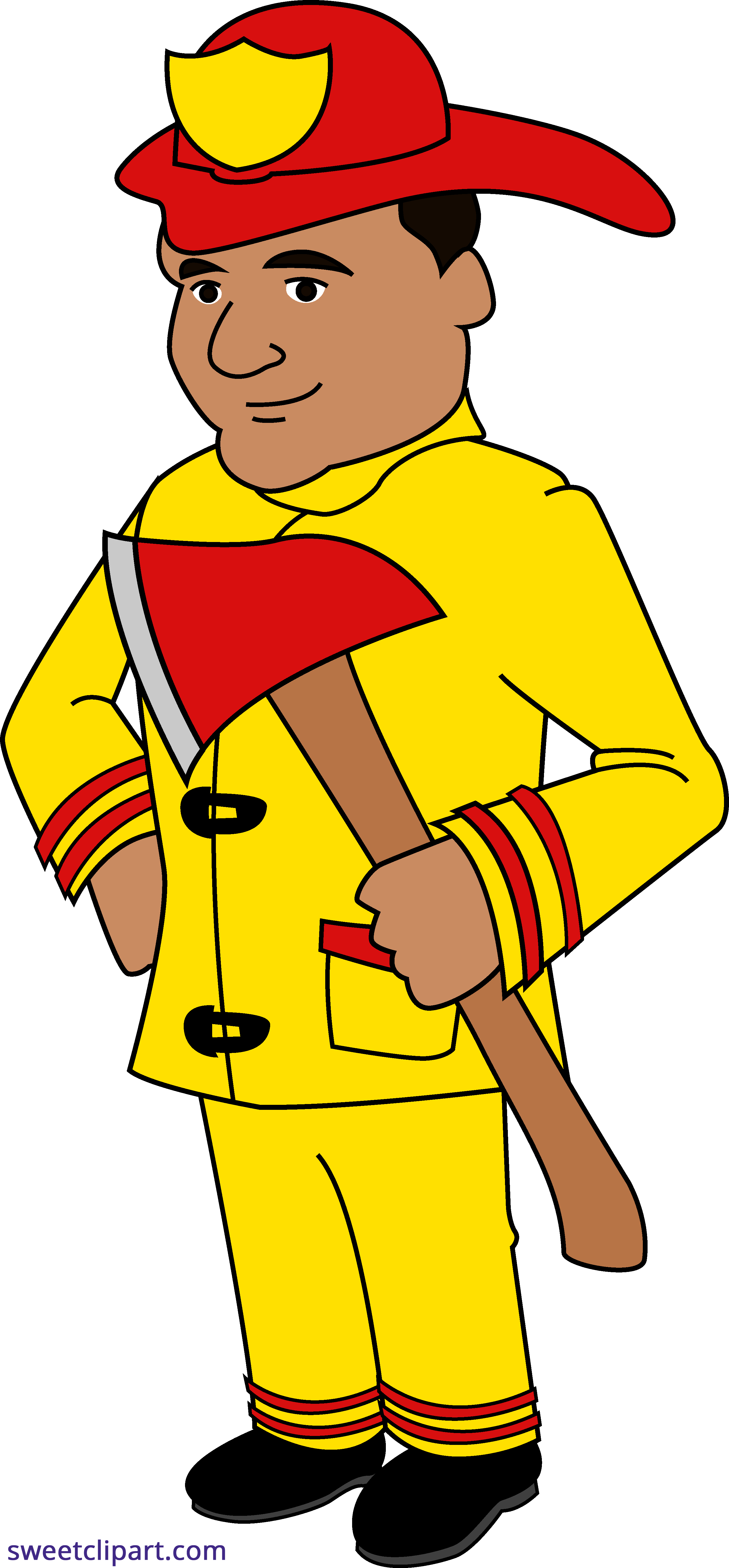 Firefighter Fireman Png Pic (gold, white, black, red, salmon)