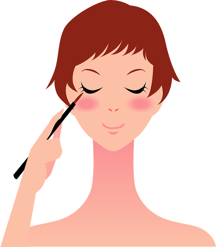 Girl Doing Makeup Transparent Png (gray, pink, maroon)