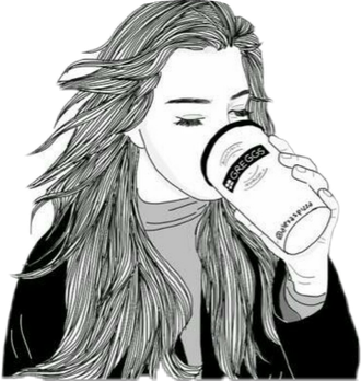 Girl Drinking Vector Png Image (black, gray, silver, white)