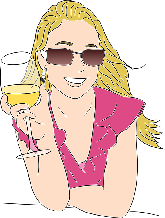 Girl Drinking Vector Png Pic (beige, salmon, white, black, pink)