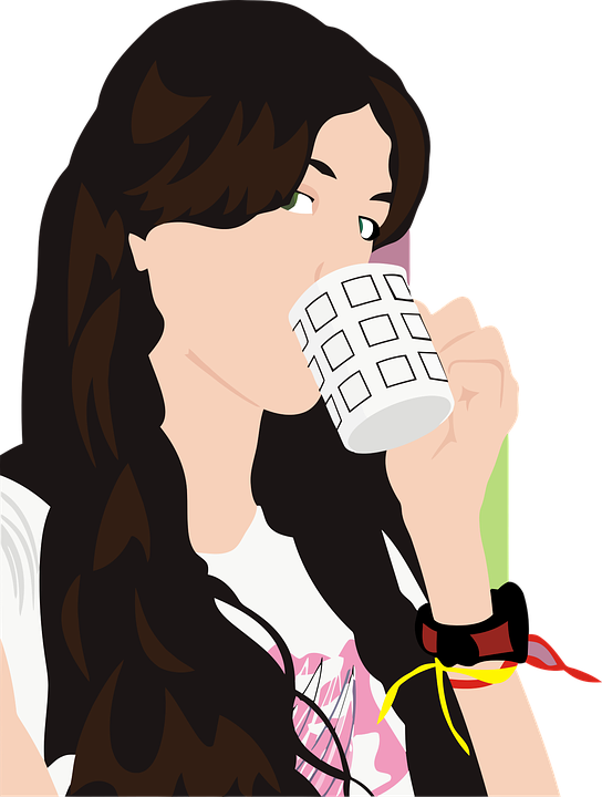 Girl Drinking Vector Png Transparent Image (black, pink, white)