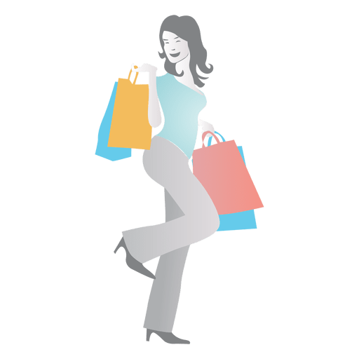 Girl Holding Shopping Bag Clipart Transparent Png (salmon, gray, silver)