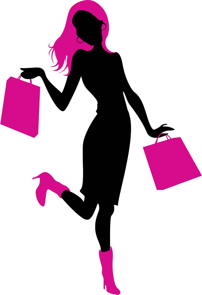 Girl Holding Shopping Bag Fashion Transparent Png (black, purple, white)