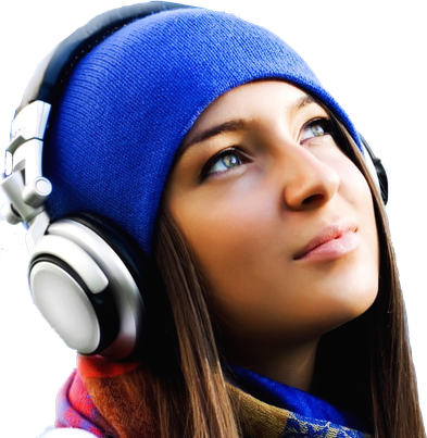 Girl Listening Music Png (black, white)