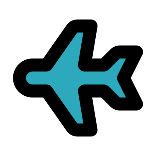 Airplane 3 Free Png Icon (black, teal)