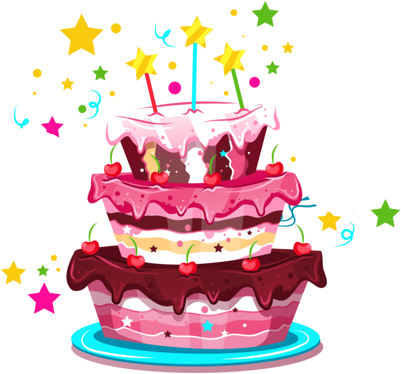 Birthday Cake Png (gold, black, maroon, white)