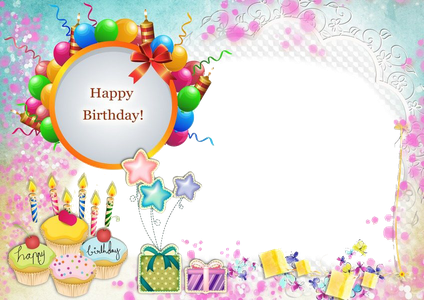 Birthday Frame Png Image (white, lavender, black)