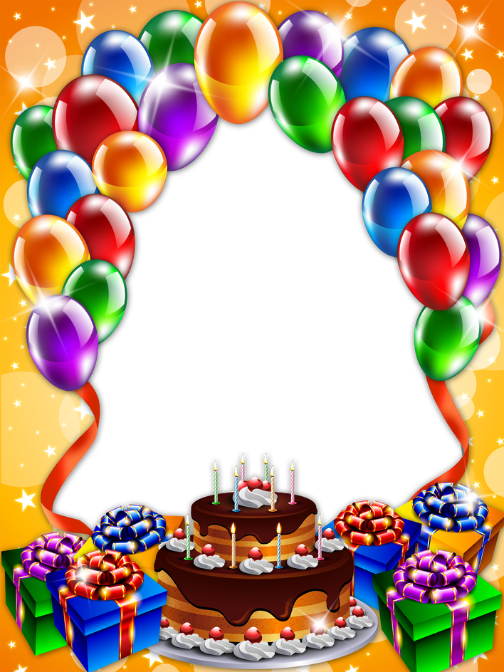 Birthday Frame Png Isolated Image (black, gold, salmon, orange, chocolate)