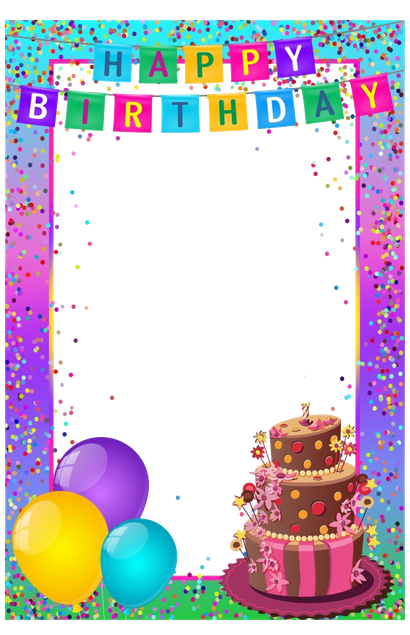 Birthday Frame Transparent Png (black, gold)