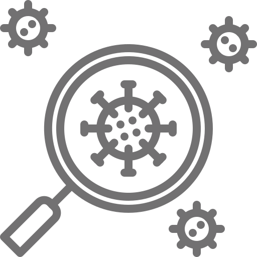 Virus Find Bacteria Coronavirus Analysis Analysis Icon Free Png Icon Download (gray, black)