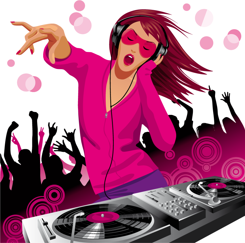 Disc Jockey Girl Png Pic (purple, black)