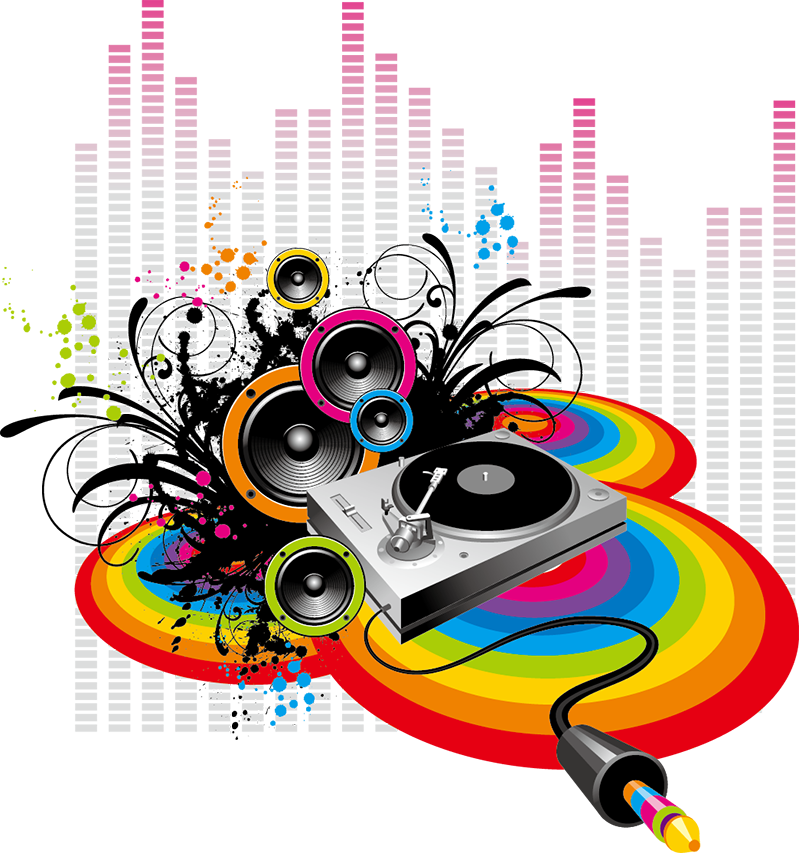 Disc Jockey Png Background (gold, white, black, lavender, red)