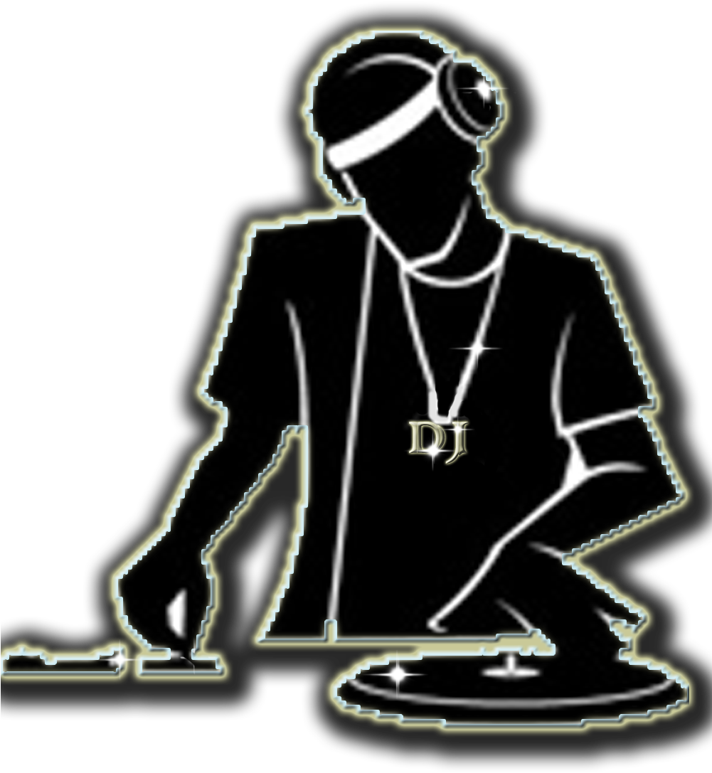 Disc Jockey Silhouette Png File (black, white)