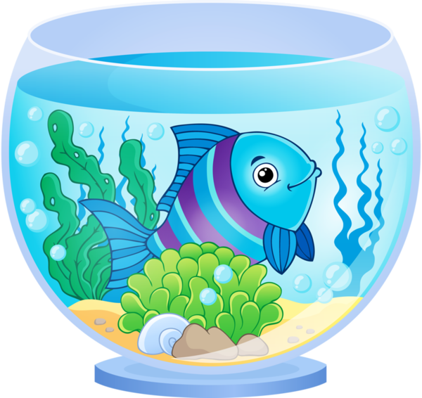 Fish Tank Vector Cartoon Transparent Png (black, greenish blue, lavender)