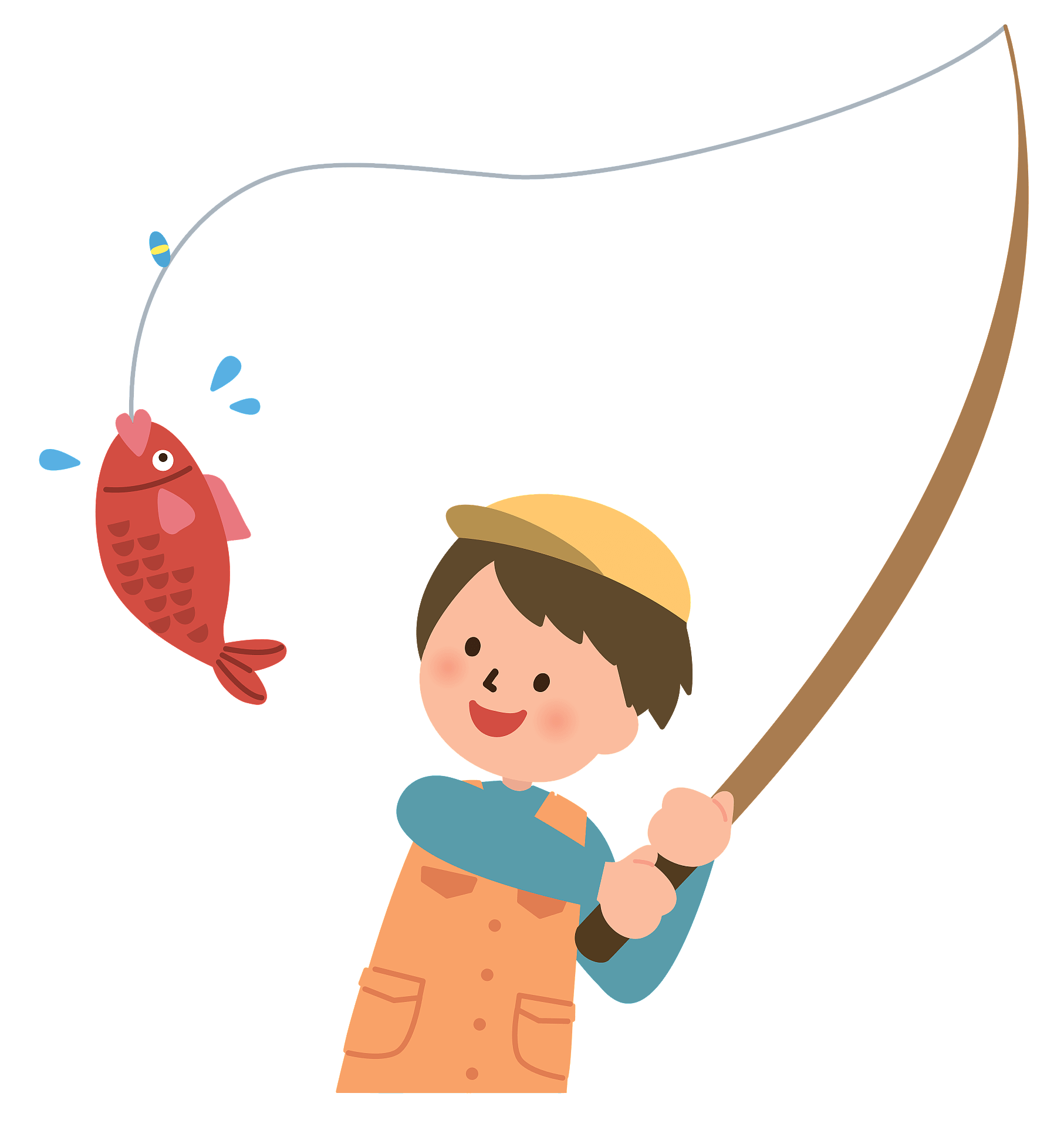 Fishing Cartoon Png Pic (salmon, olive, gray, pink)