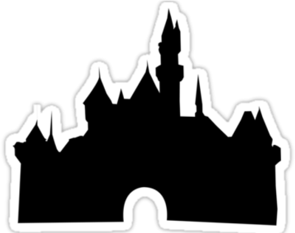 Disney Castle Silhouette Png Image (black, white, silver)