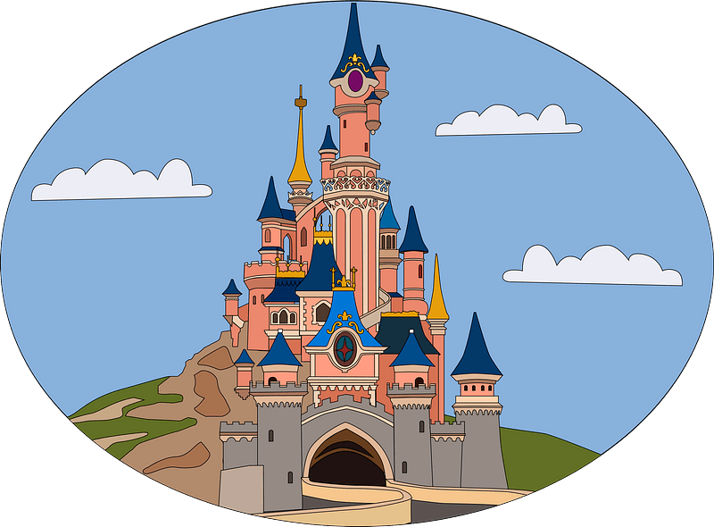 Disneyland Castle Png File (olive, gray, silver, lavender)