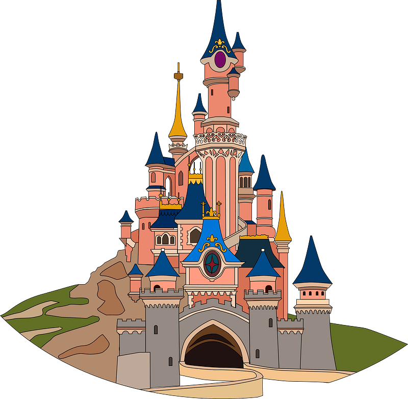 Disneyland Castle Png Image (black, olive, gray, silver)