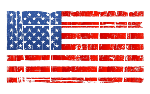 Distressed American Flag Png Photo (black)