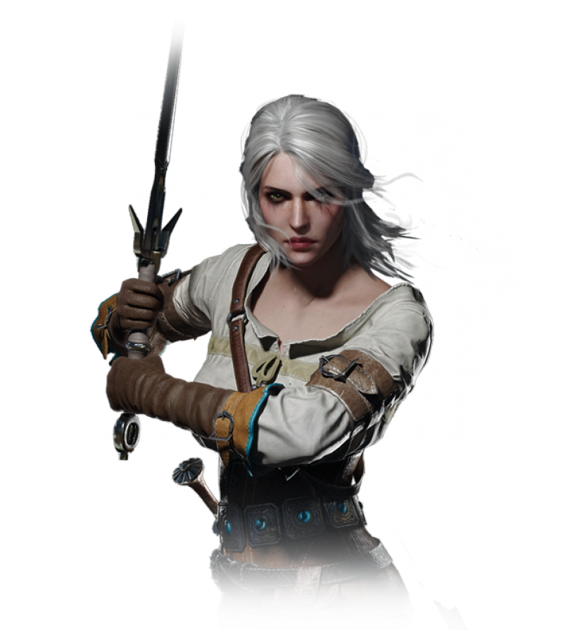 Witcher Girl Png Pic (black, lavender, white)