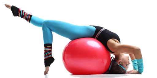 Fitness Ball Woman Transparent Png (teal, black, red, salmon)