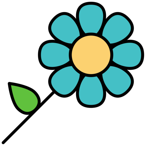 Little Flower Free Png Icon (greenish blue, salmon, black, olive)