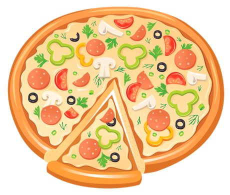 Pizza Cartoon Png Hd (orange, pink, salmon, black, beige)