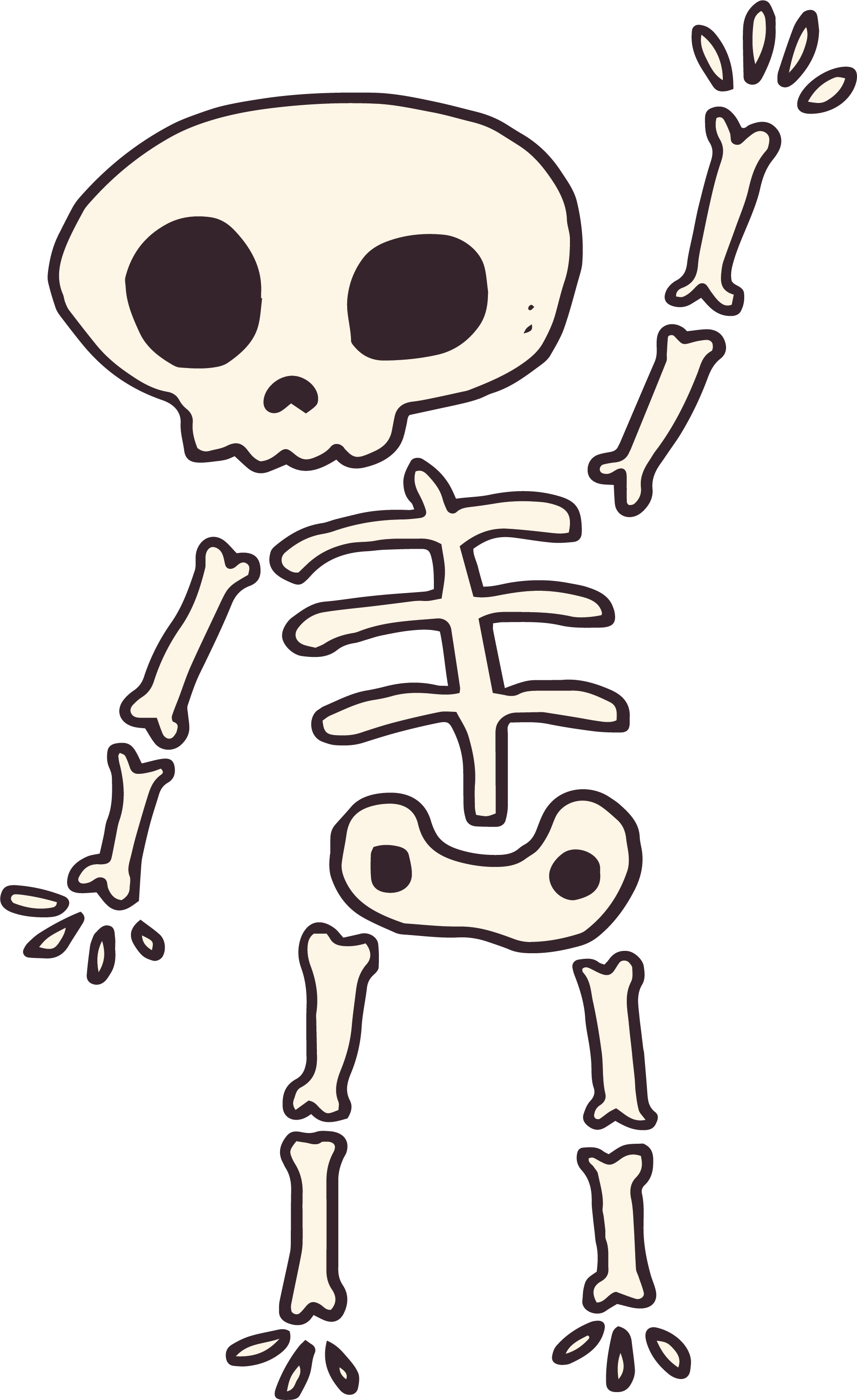 Skeleton Cartoon Png Clipart (beige, black, white)