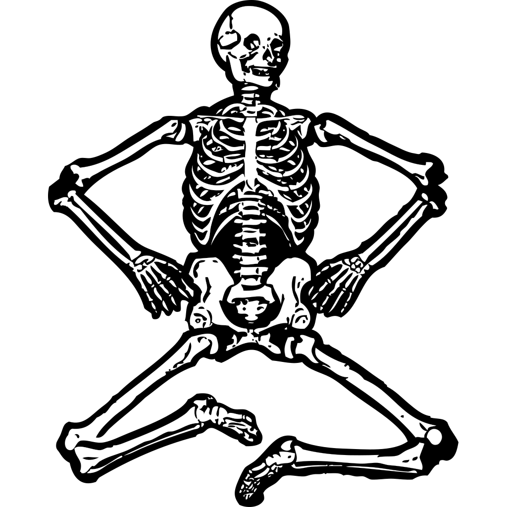 Skeleton Cartoon Png File (black, white, gray)