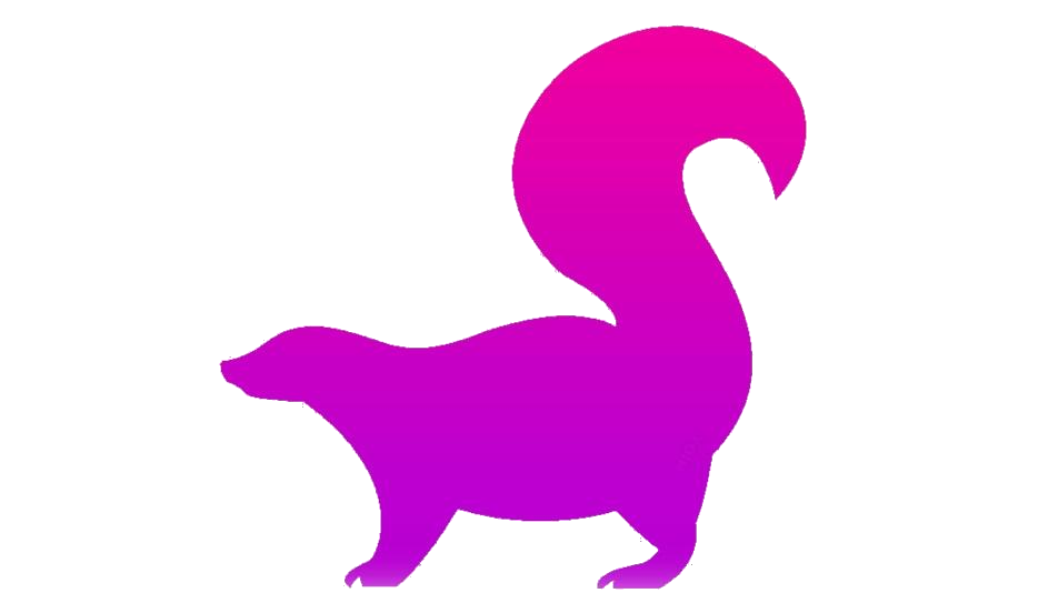 Skunk Png Isolated Clipart (purplish red, white)